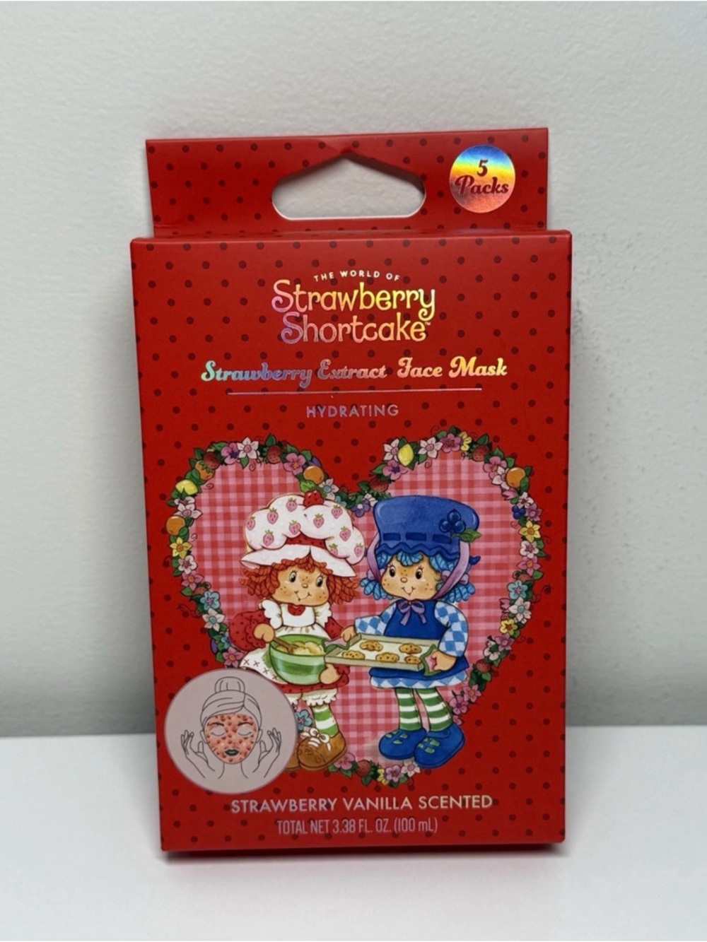 Strawberry Shortcake Hydrating Face Masks 5pk Strawberry/Vanilla Scented Red